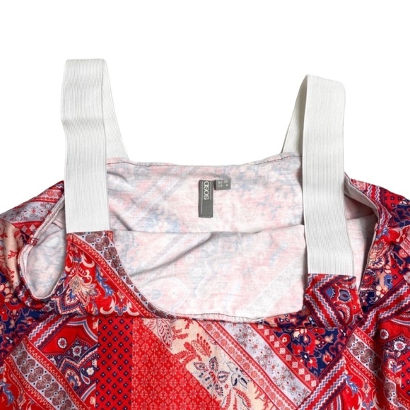 Asos Floral with Paisley Print Red Drape Midi Dress in Red - Picture 7 of 8